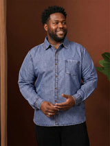 Men Plus Size Alaskor Blue Solid Casual Shirt