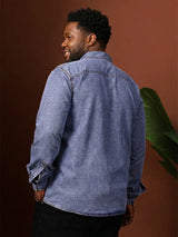 Men Plus Size Alaskor Blue Solid Casual Shirt