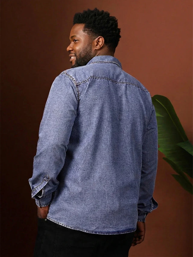 Men Plus Size Alaskor Blue Solid Casual Shirt