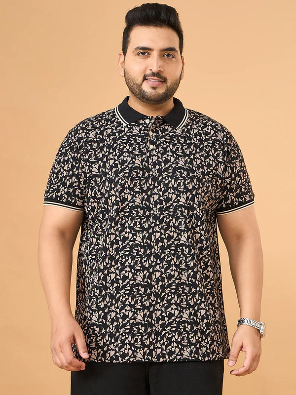 Men Plus Size Amora Multicolor Printed Polo Tshirt