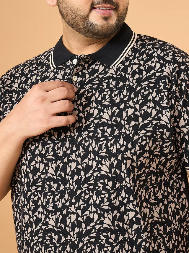 Men Plus Size Amora Multicolor Printed Polo Tshirt