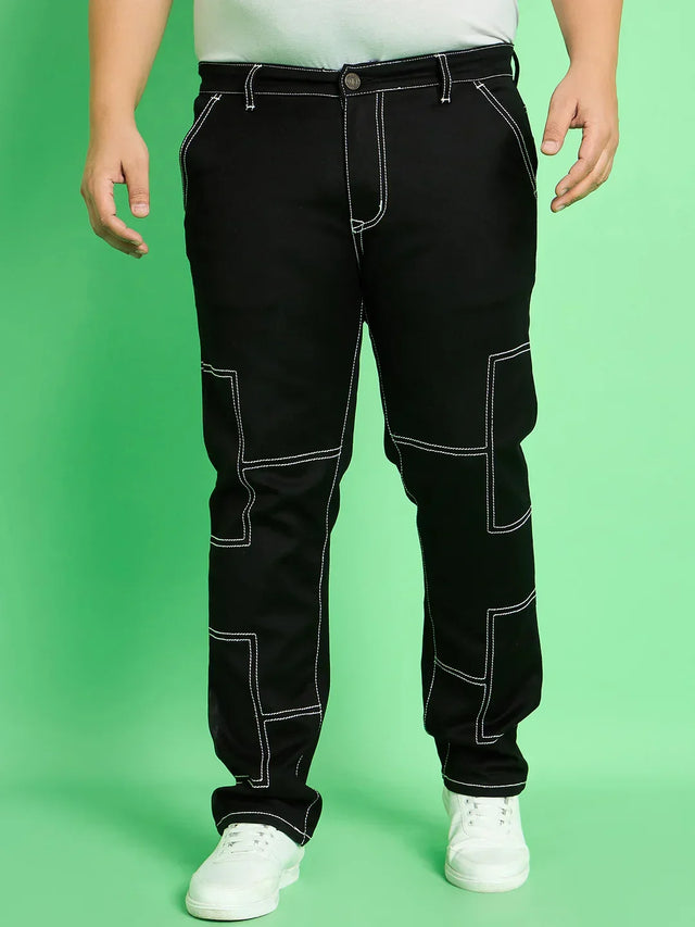 Men Plus Size Moist Solid Jeans - bigbanana