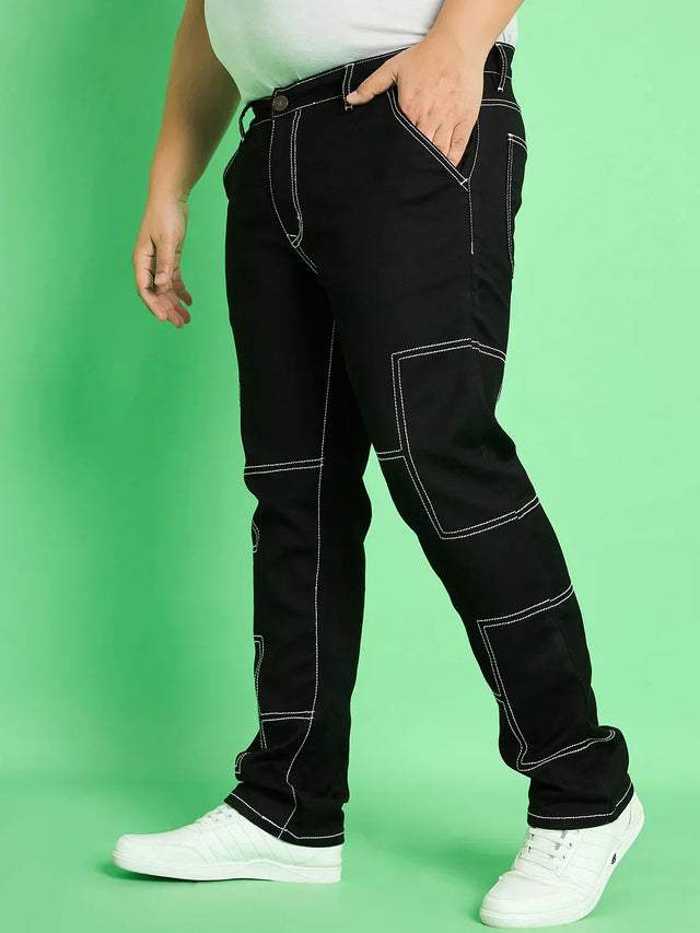 Men Plus Size Moist Solid Jeans - bigbanana