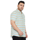 Men Plus Size Angle-Beige Striped Shirt - bigbanana