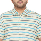 Men Plus Size Angle-Beige Striped Shirt - bigbanana