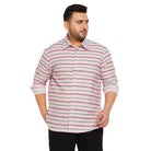 Men Plus Size Angle-Pink Striped Shirt - bigbanana