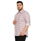 Men Plus Size Angle-Pink Striped Shirt - bigbanana