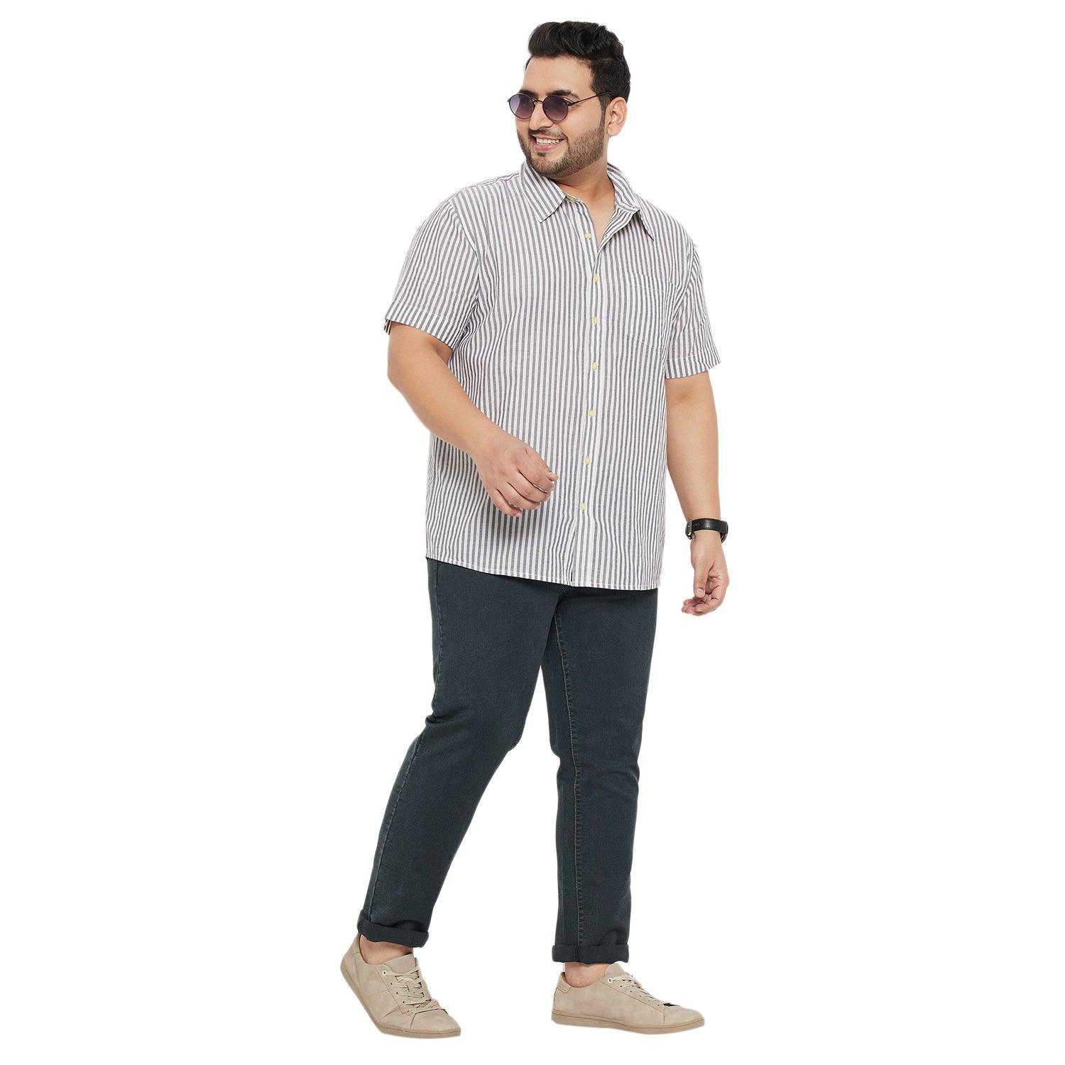 Men Plus Size Angola Striped Shirt - bigbanana