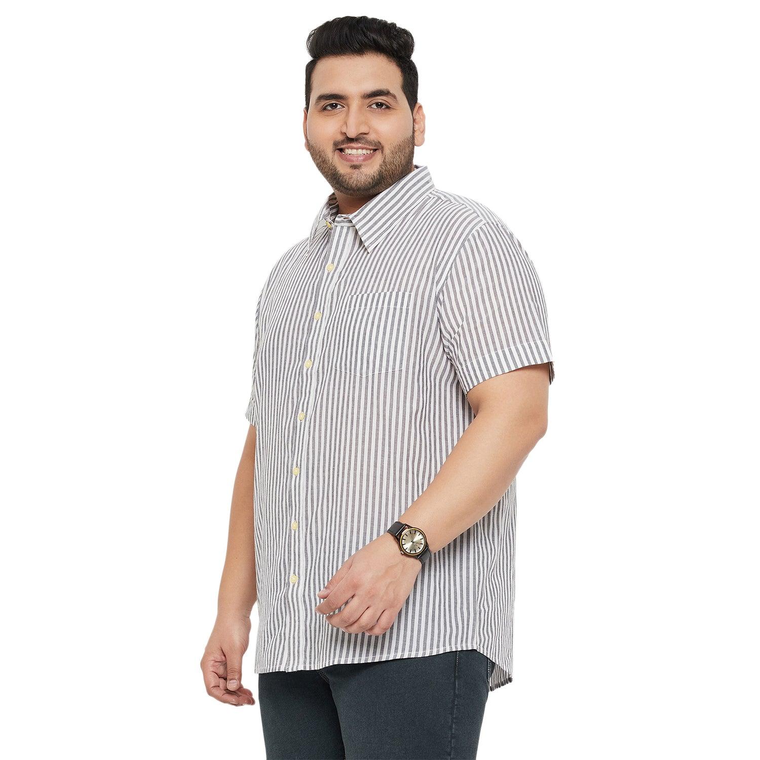 Men Plus Size Angola Striped Shirt - bigbanana