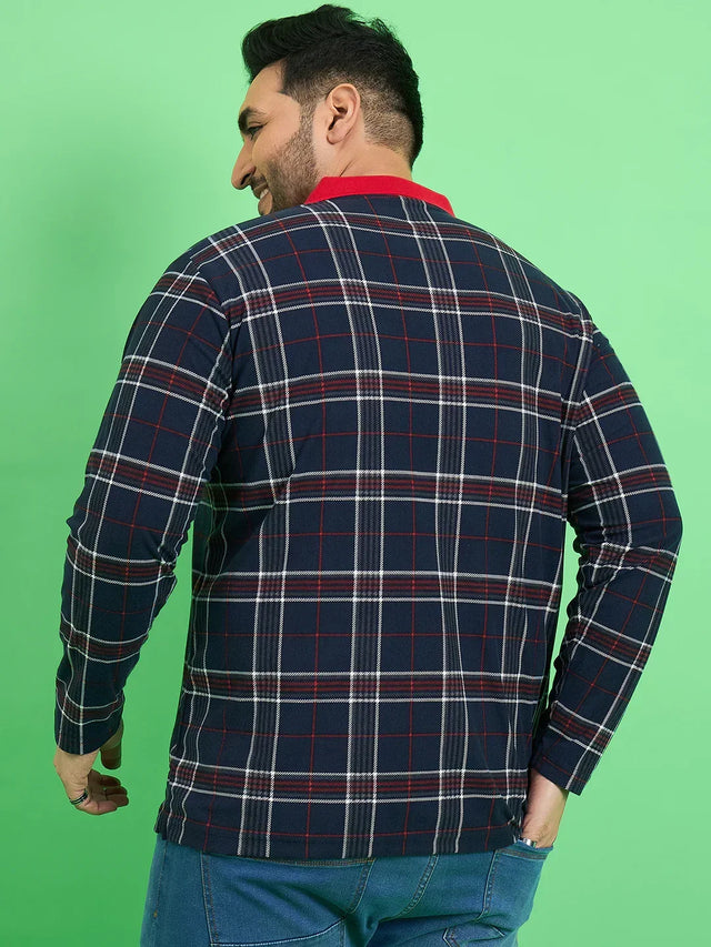 Men Plus Size Anon Check Polo Tshirt - bigbanana