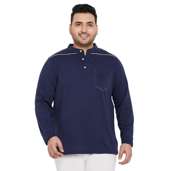 Men Plus Size Antonate Solid Henley Tshirt