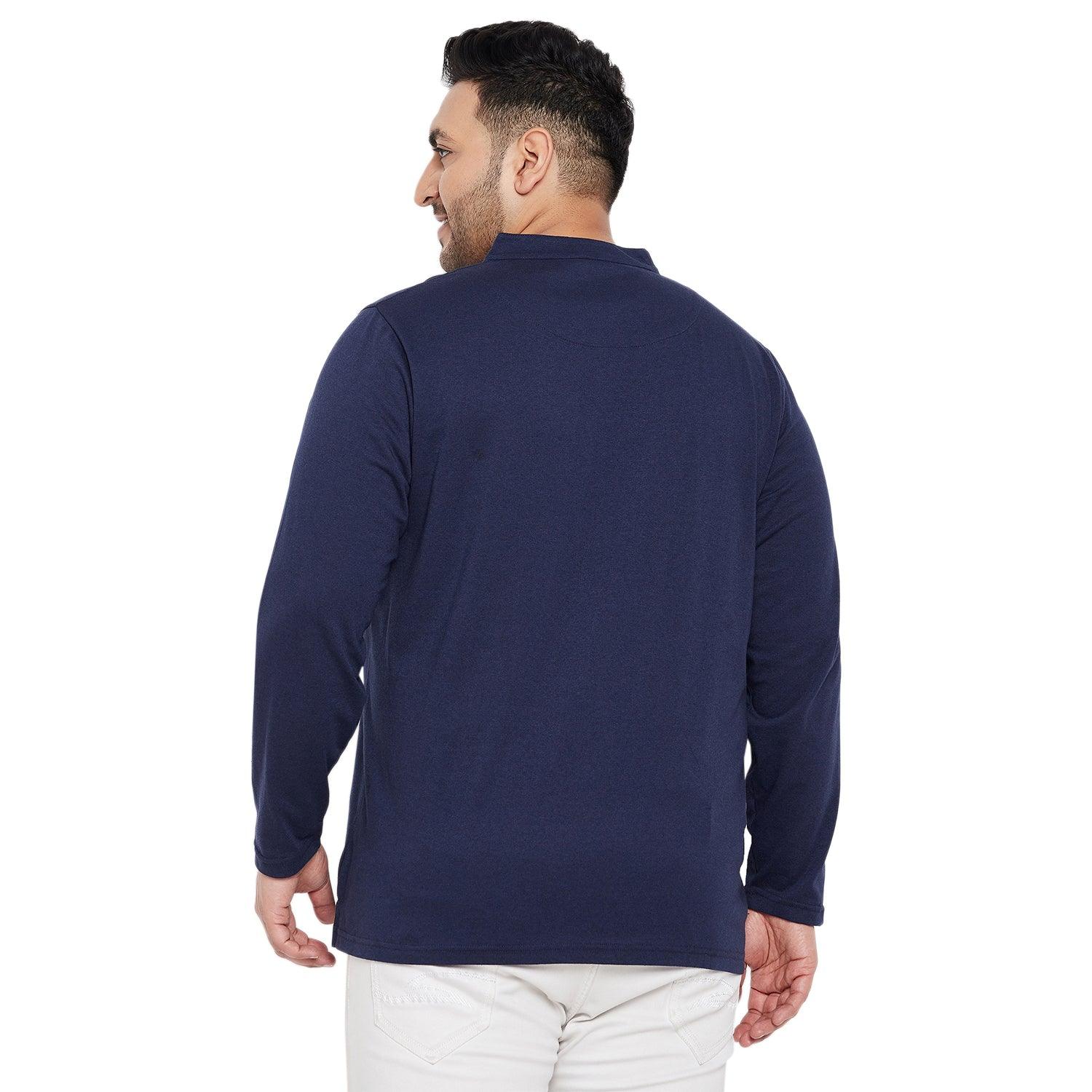 Men Plus Size Antonate Solid Henley Tshirt - bigbanana