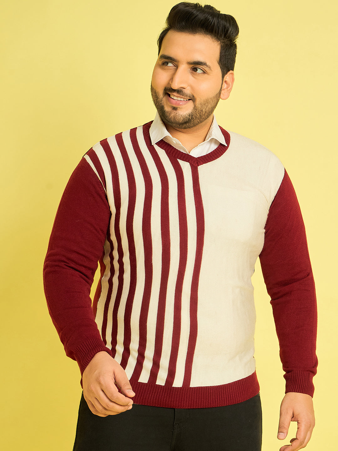 Men Plus Size Apace Colourblocked Sweater - bigbanana