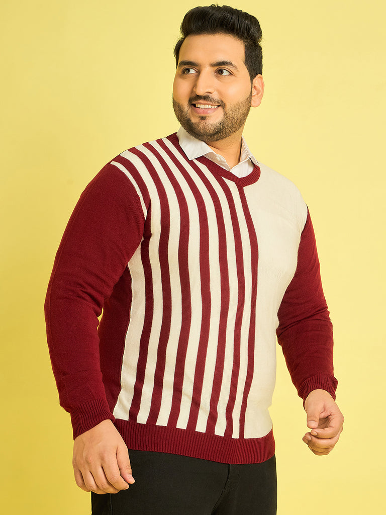 Men Plus Size Apace Colourblocked Sweater - bigbanana