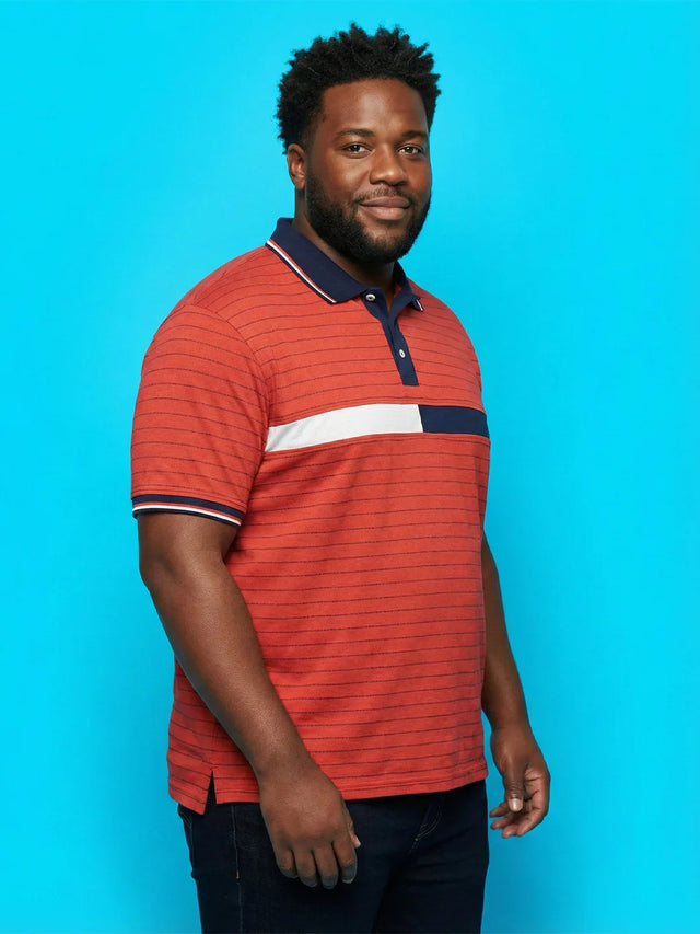 Men Plus Size Arcade Striped Polo Tshirt