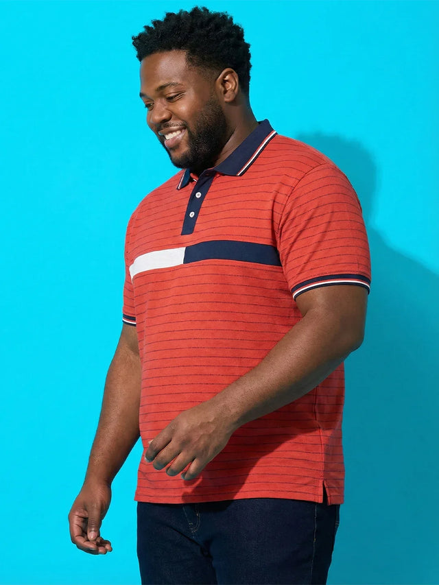 Men Plus Size Arcade Striped Polo Tshirt