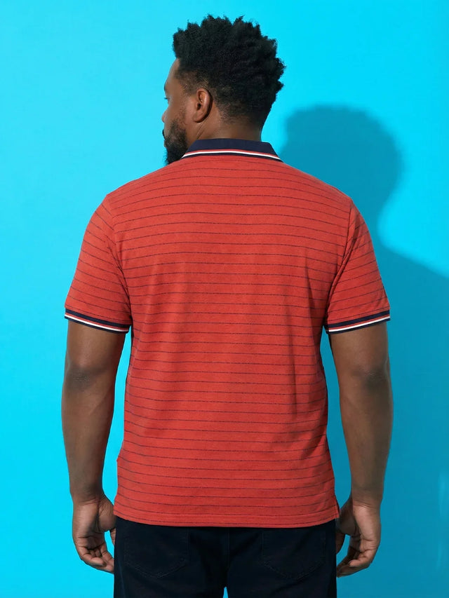 Men Plus Size Arcade Striped Polo Tshirt