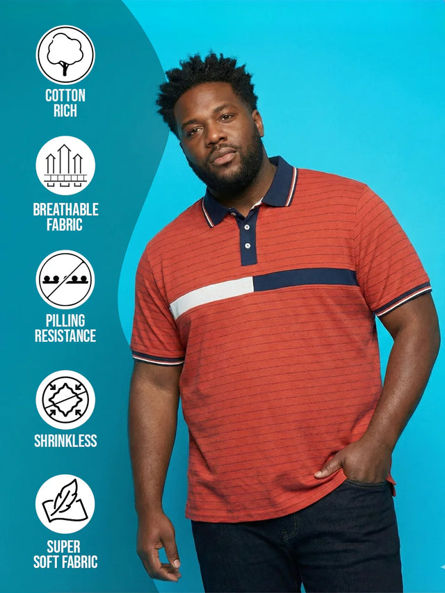 Men Plus Size Arcade Striped Polo Tshirt