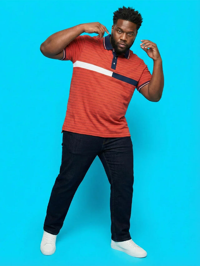 Men Plus Size Arcade Striped Polo Tshirt
