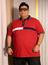 Men Plus Size Arcade Striped Polo Tshirt