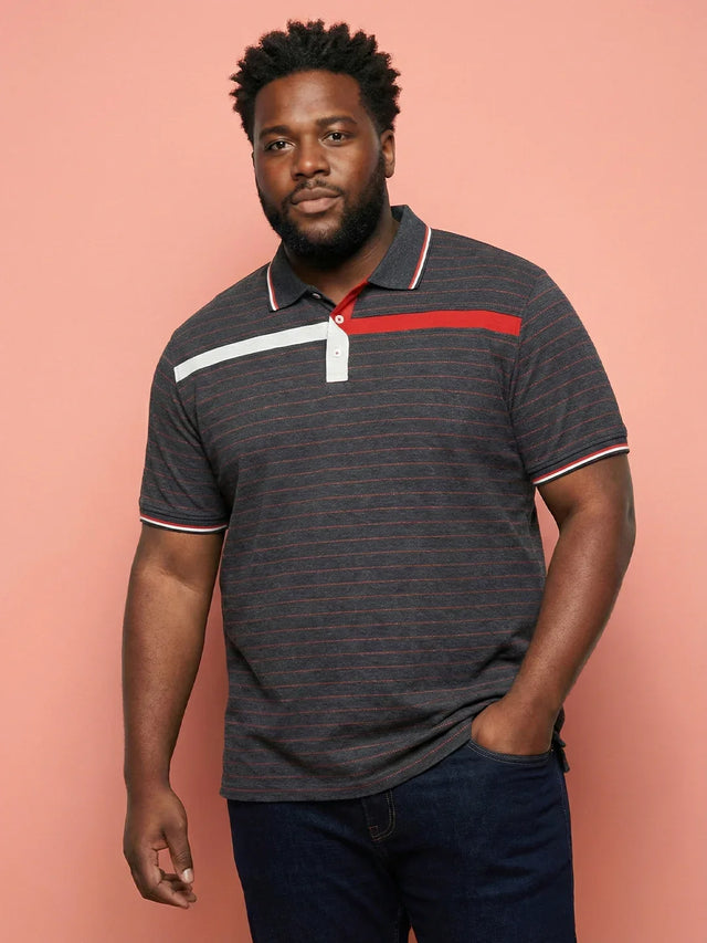 Men Plus Size Arcane Striped Polo Tshirt