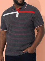 Men Plus Size Arcane Striped Polo Tshirt