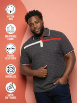 Men Plus Size Arcane Striped Polo Tshirt