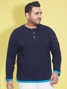 Men Plus Size Arnet Solid Henley Tshirt - bigbanana