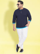 Men Plus Size Arnet Solid Henley Tshirt - bigbanana