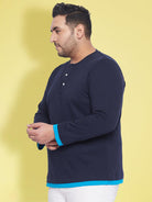 Men Plus Size Arnet Solid Henley Tshirt - bigbanana