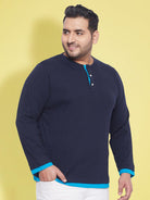 Men Plus Size Arnet Solid Henley Tshirt - bigbanana