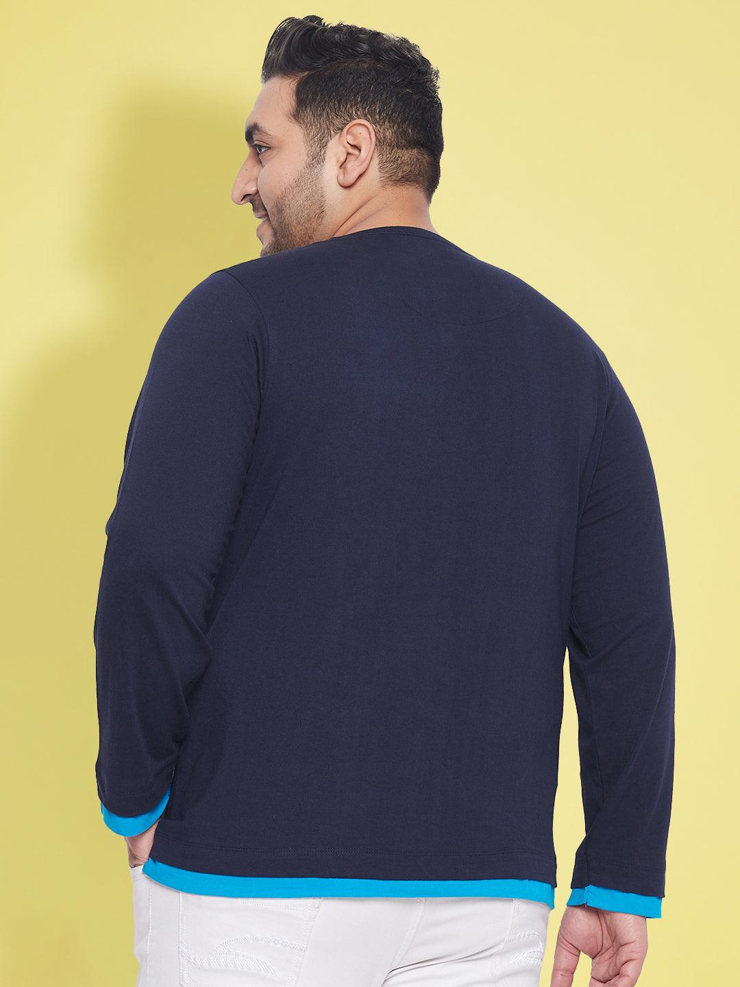 Men Plus Size Arnet Solid Henley Tshirt - bigbanana