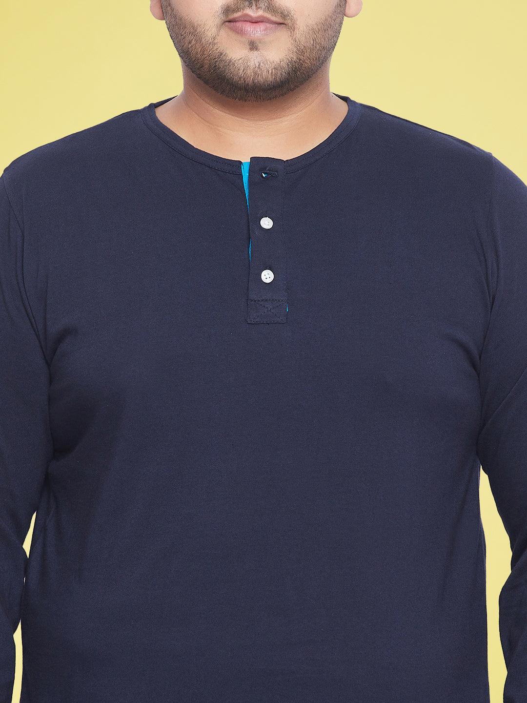 Men Plus Size Arnet Solid Henley Tshirt - bigbanana