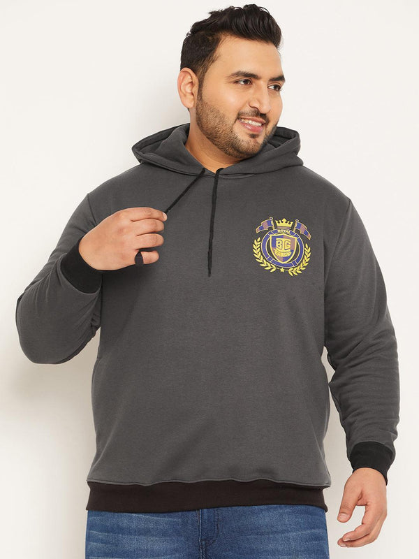 Men Plus Size Attach Solid Sweatshirt
