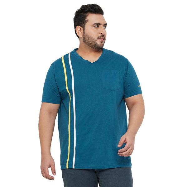 Men Plus Size Aura Solid V-Neck Tshirt