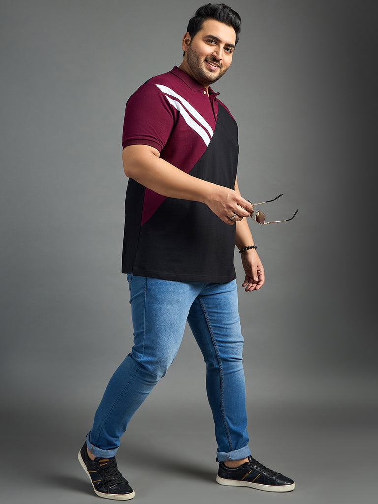 Men Plus Size Author Colorblock Polo Tshirt - bigbanana