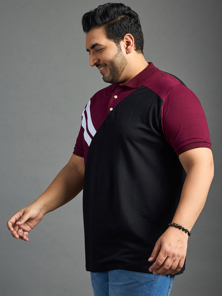 Men Plus Size Author Colorblock Polo Tshirt - bigbanana