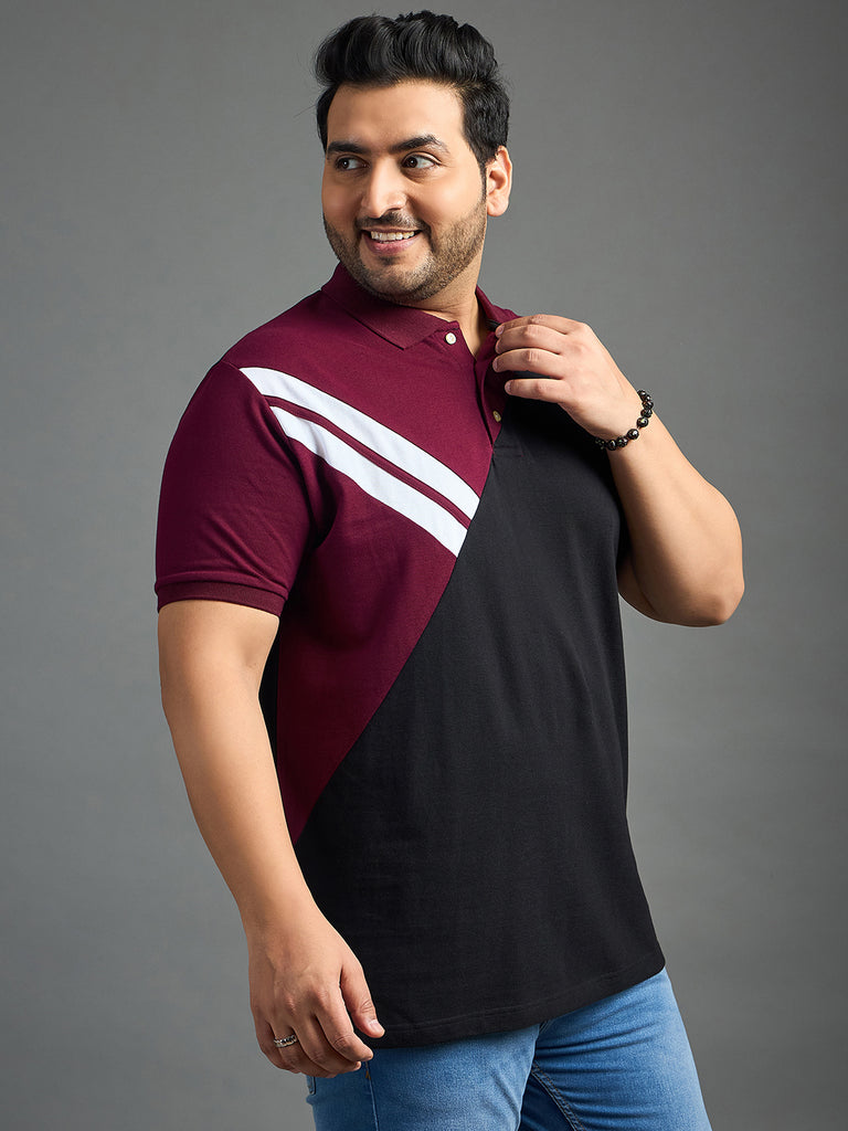 Men Plus Size Author Colorblock Polo Tshirt - bigbanana