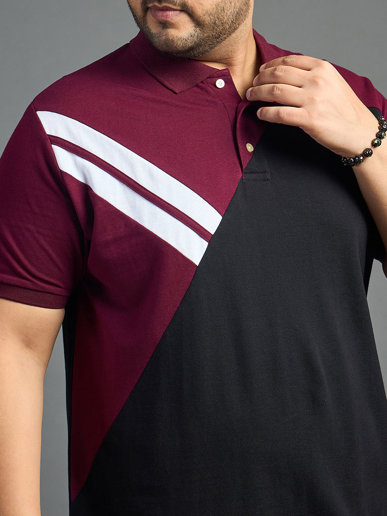 Men Plus Size Author Colorblock Polo Tshirt - bigbanana