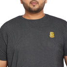 Men Plus Size Aviator-Black Jacquard Round Neck Tshirt - bigbanana