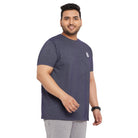 Men Plus Size Aviator-Navy Jacquard Round Neck Tshirt - bigbanana