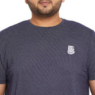 Men Plus Size Aviator-Navy Jacquard Round Neck Tshirt - bigbanana