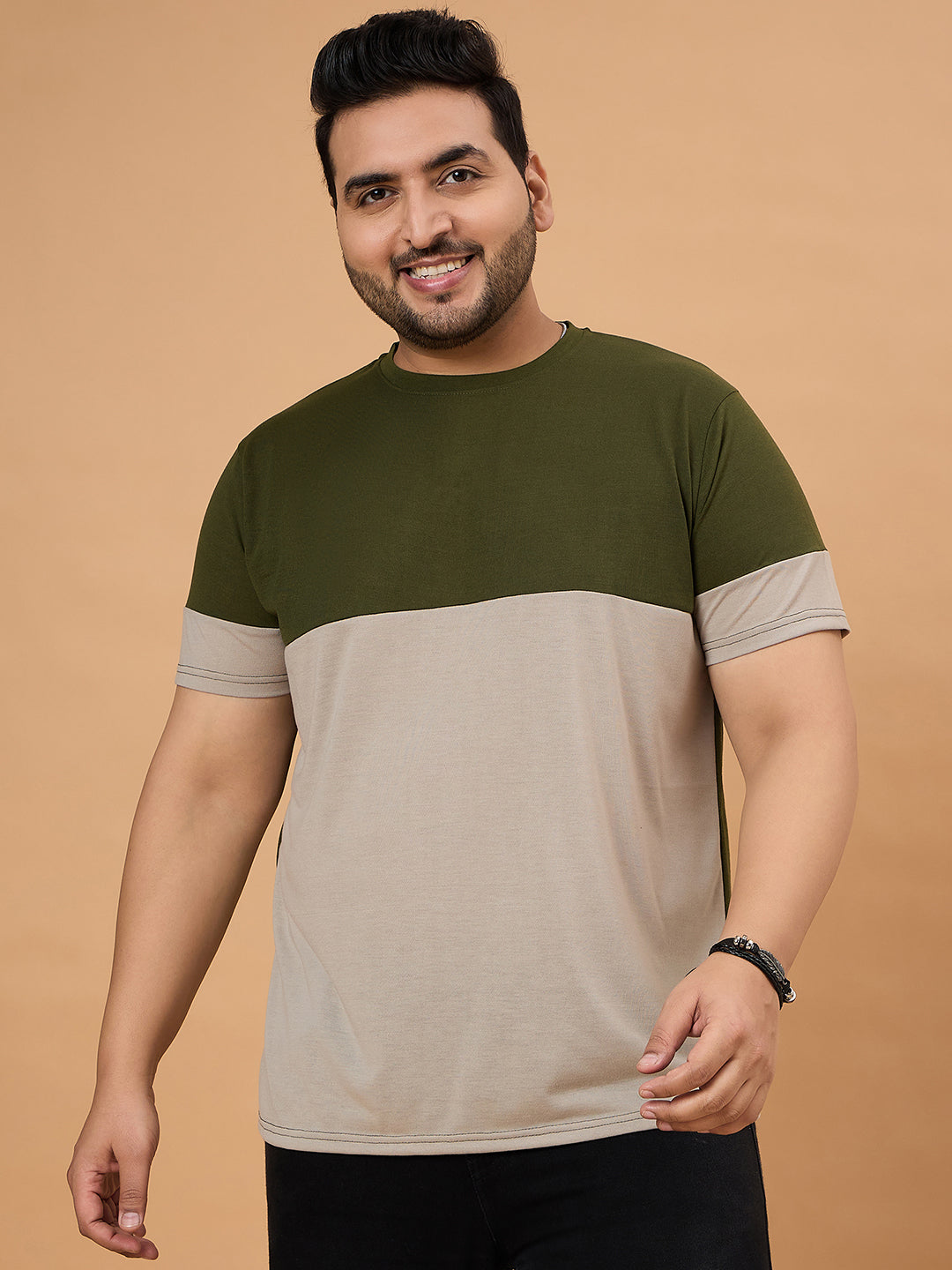 Men Plus Size Axoro Multicolored Round Neck Tshirt - bigbanana