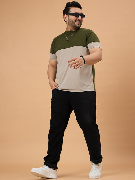 Men Plus Size Axoro Multicolored Round Neck Tshirt - bigbanana