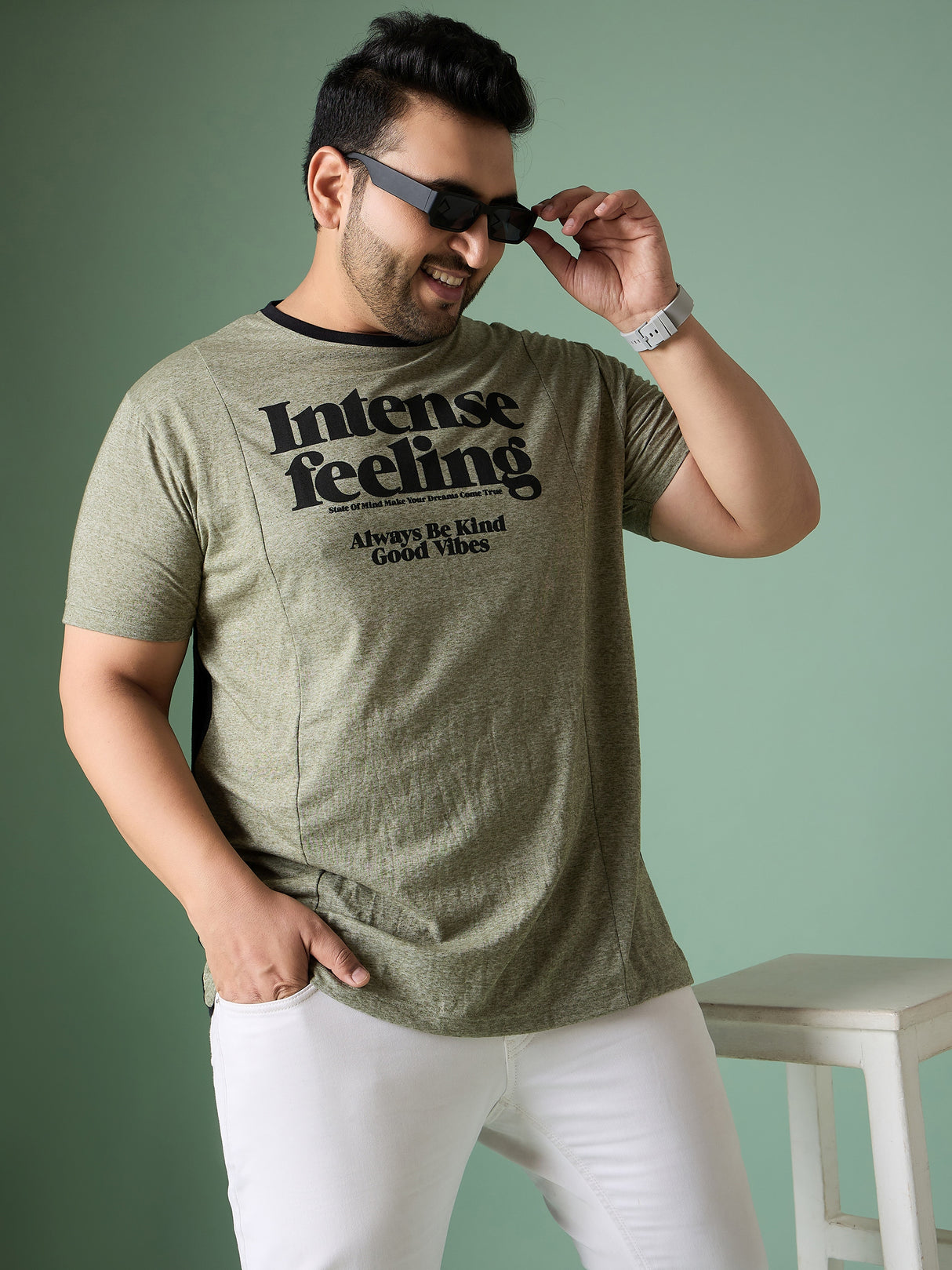 Men Plus Size Azine Multicolor Roun Neck Tshirt - bigbanana