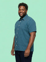 Men Plus Size Bakerline Blue Striped Casual Shirt