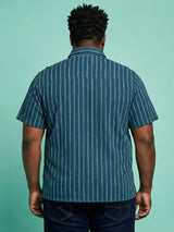 Men Plus Size Bakerline Blue Striped Casual Shirt