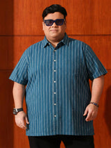 Men Plus Size Bakerline Blue Striped Casual Shirt