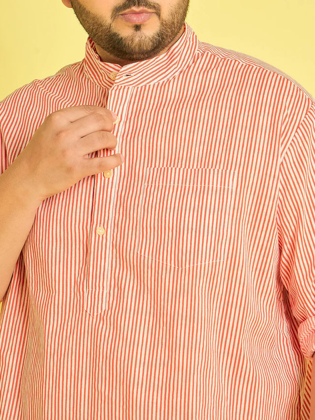 Men Plus Size Jack Striped Kurta - bigbanana