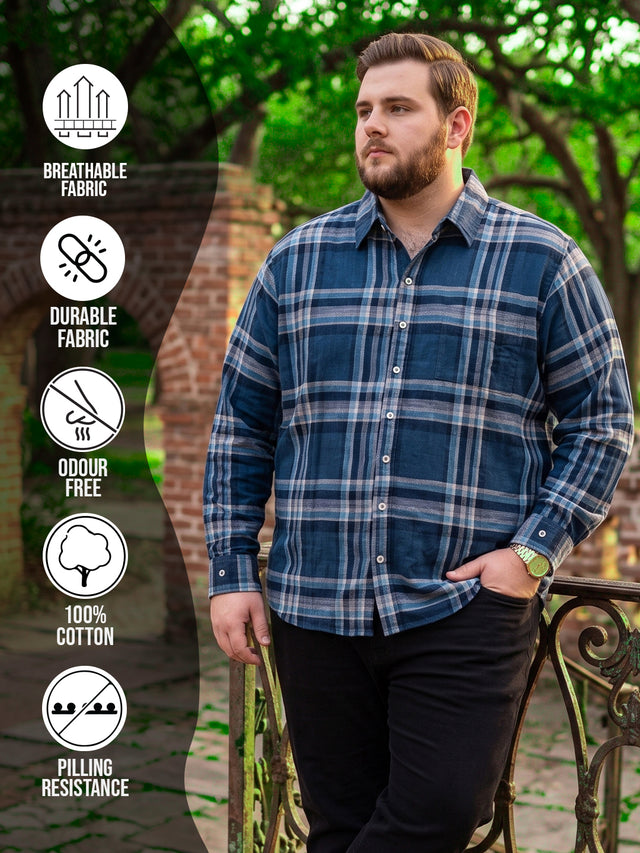Men Plus Size Barra Multi Check Shirts